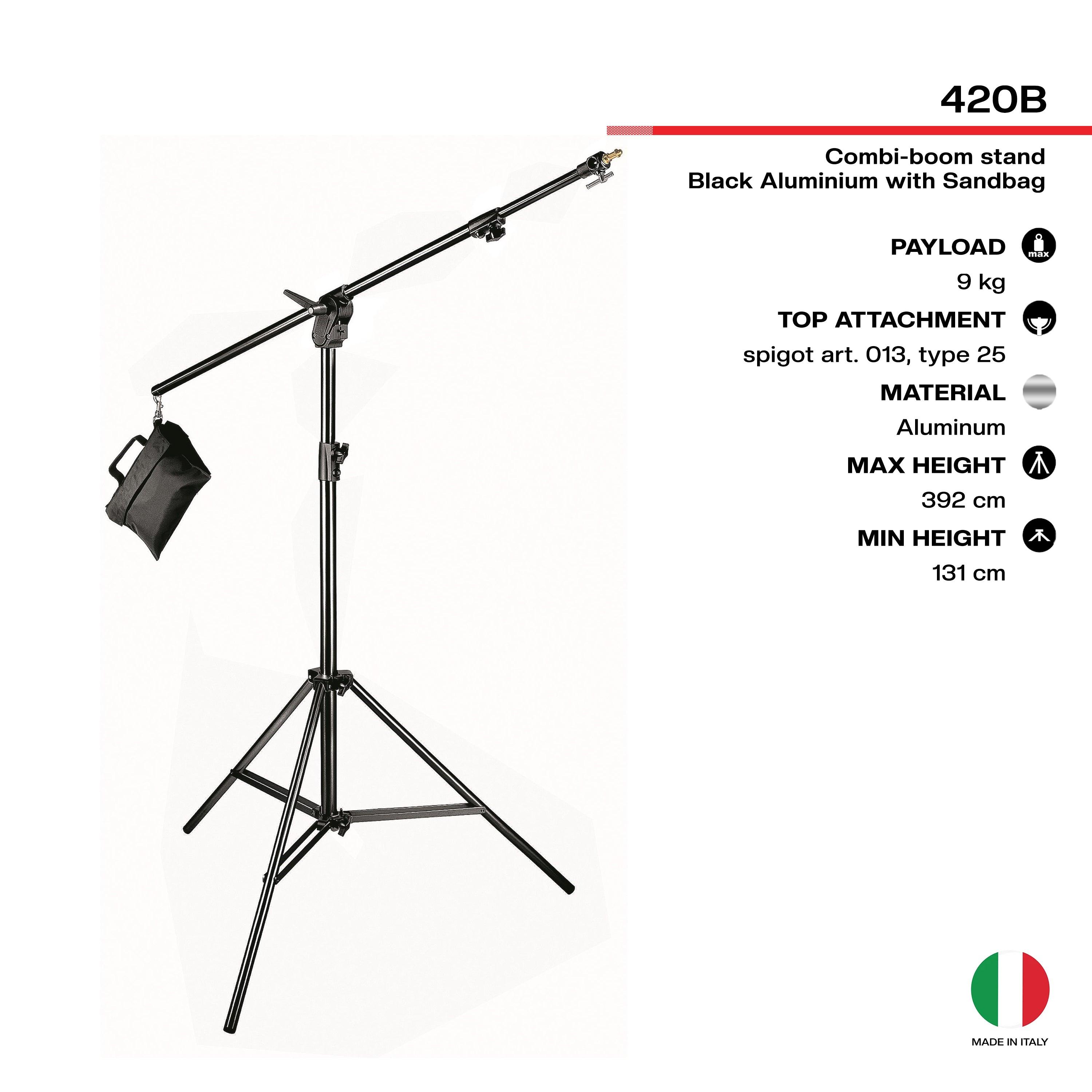 Support combiné noir 420B, support en 3 sections avec sac Support combiné noir 420B, support en 3 sections avec sac