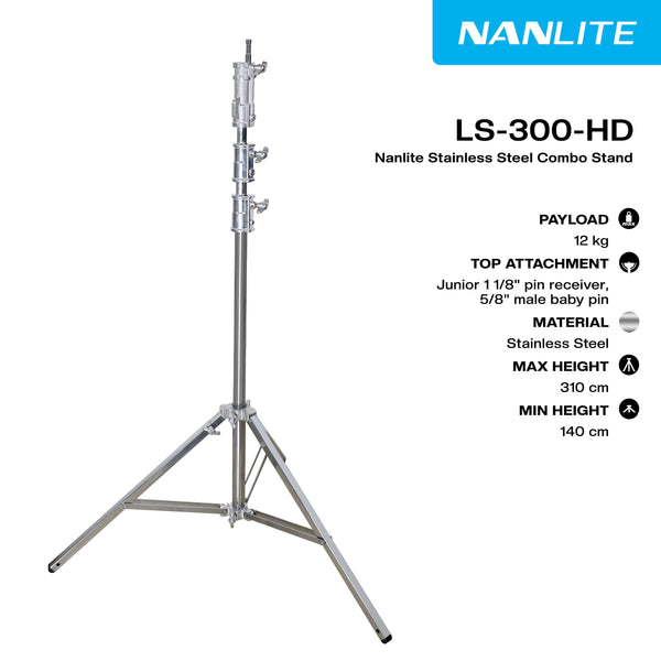 NANLITE LS-300-HD Stainless Steel Combo Stand - MQ Group