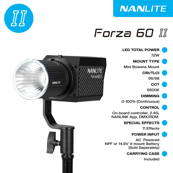 NANLITE Forza 60 MK2 Monolight Daylight Complete Kit, Bluetooth, DMX, 2.4G | Forza 60 II