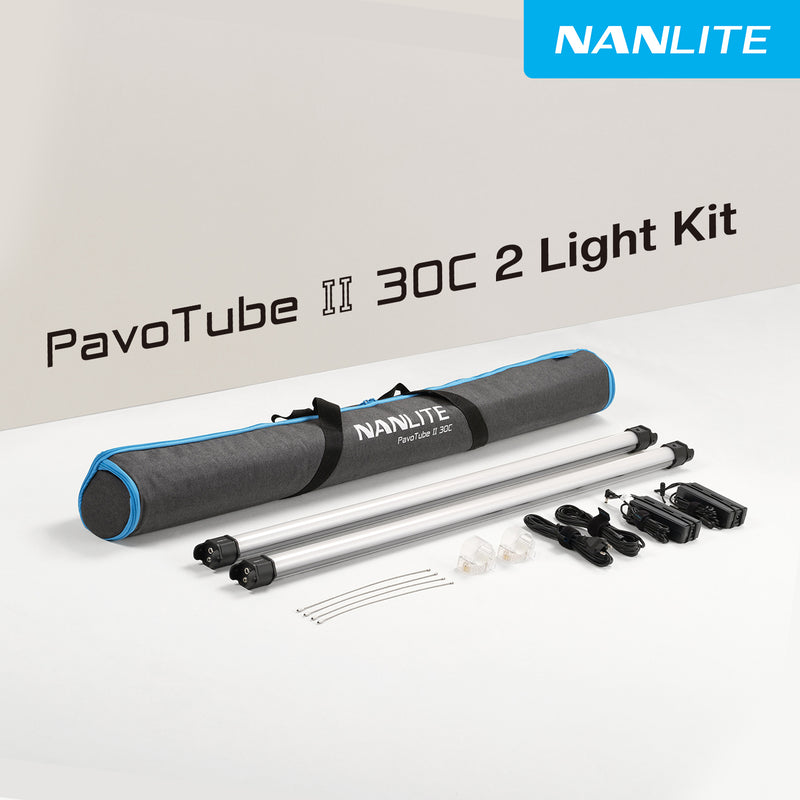 NANLITE Pavotube 30C MK2 4ft 60W RGBWW LED Tube 2 Light Kit, Bluetooth, 2.4G, DMX | 30C II 2KIT