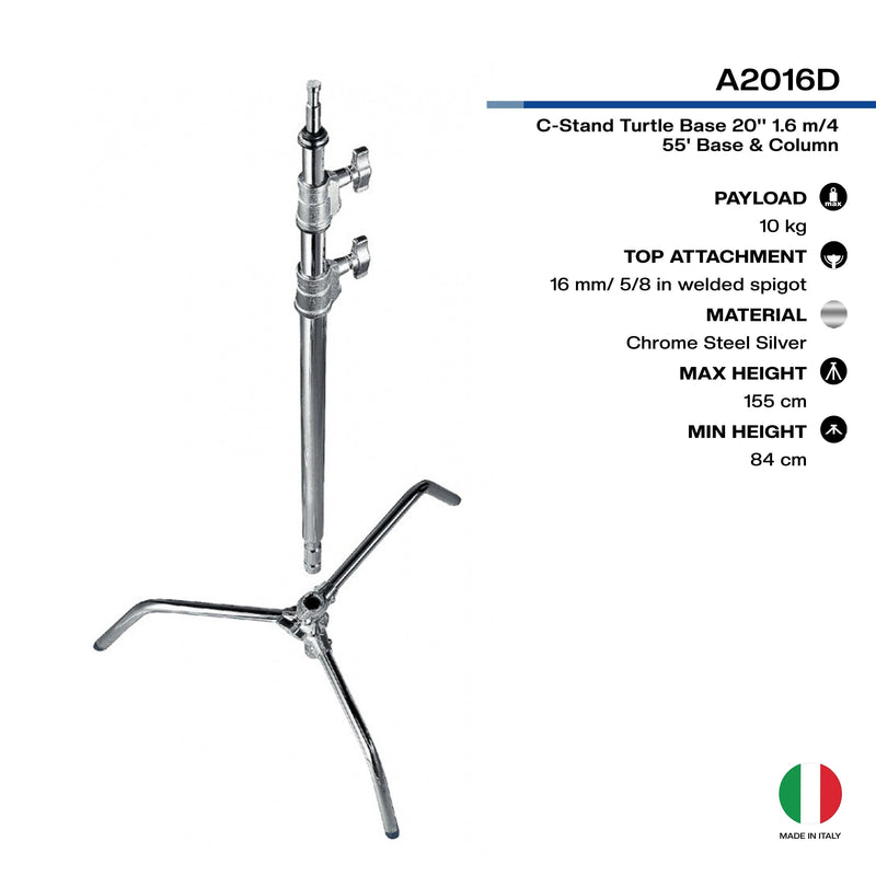 Avenger A2016D Turtle Base C-Stand (Chrome-plated, 5.0') | Century Stand | C Stand | Light Stand - MQ Group