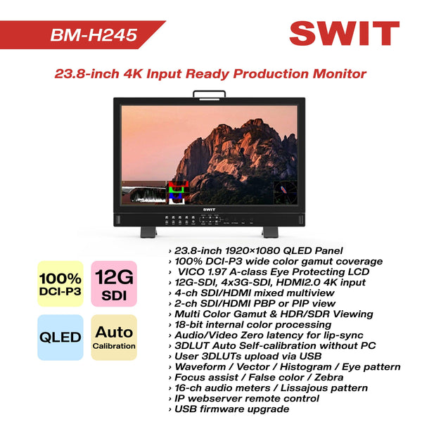 SWIT BM-H245 23.8' Quad-Link 4K Production Monitor - MQ Group