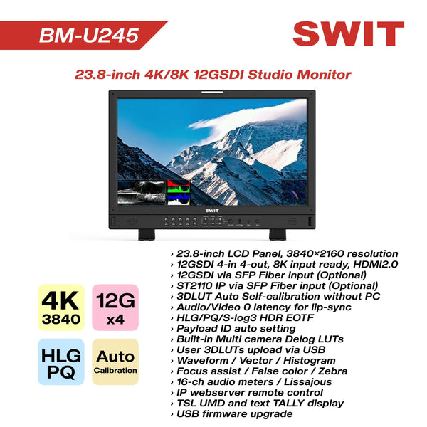 SWIT BM-U245 23.8' 4K/8K 12GSDI Studio Monitor - MQ Group