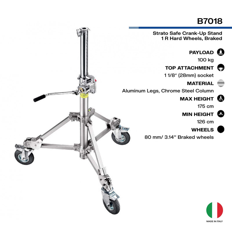 Avenger B7018 Strato Safe 18 Stand with Braked Wheels (Chrome-plated, 5.7') | Light Stand - MQ Group