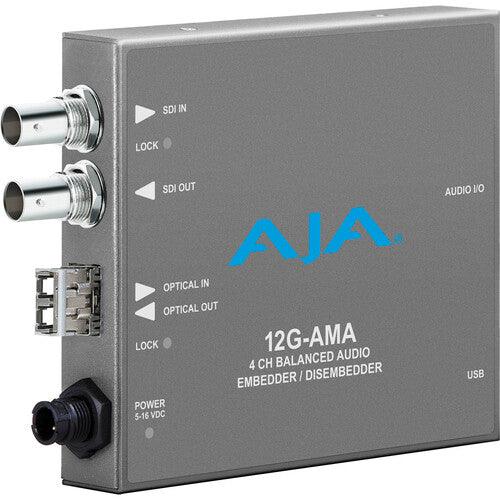 AJA 4-Channel 12G-SDI balanced analog audio Embedder/Disembedder, Single LC Fiber Transceiver, 8 XLR - MQ Group