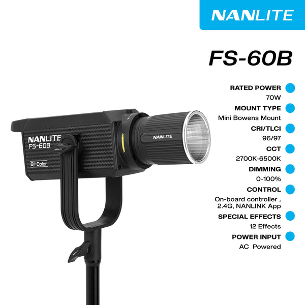 Nanlite FS-60B Monolight Bi-color Kit, Bluetooth, 2.4G - MQ Group
