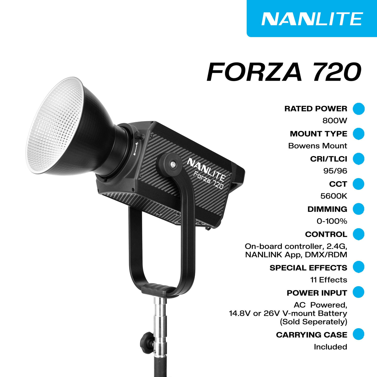 【美品】NANLITE Forza 720B Amazon.com : NANLITE Forza 720B LED Spotlight With Rolling
