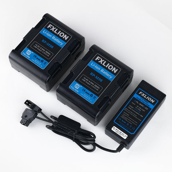 FXLION Dual 98Wh 14.8V Mini Square V-lock Battery w/ Mini Dual D-tap Fast Charger kit - MQ Group