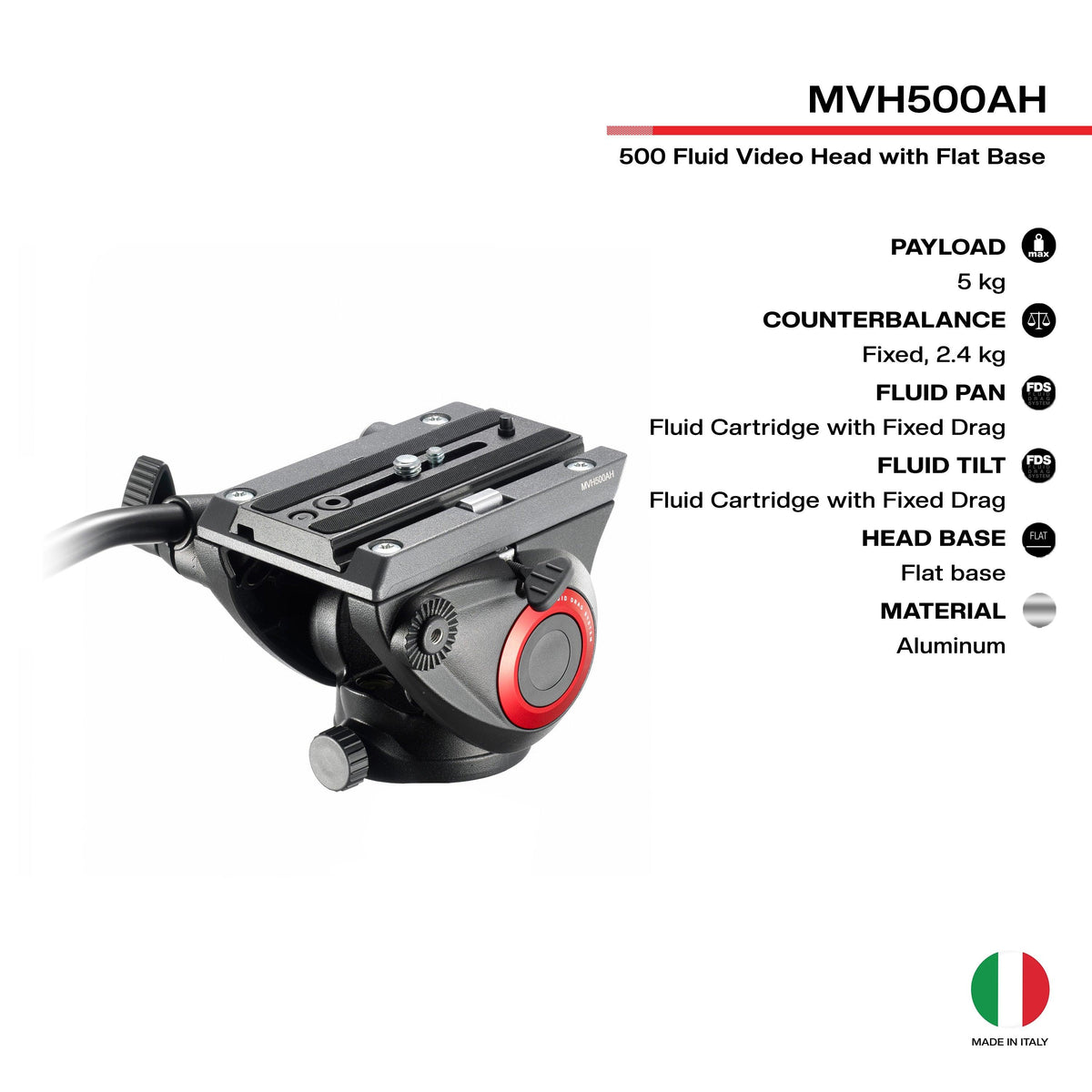 Manfrotto MVH500AH Fluid Video Head with Flat Base