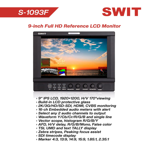 SWIT M-1093F Dual 9' FHD Waveform Rack LCD Monitor - MQ Group