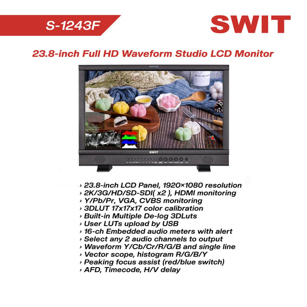 SWIT S-1243F A/S 23.8' Waveform Studio LCD Monitor - MQ Group