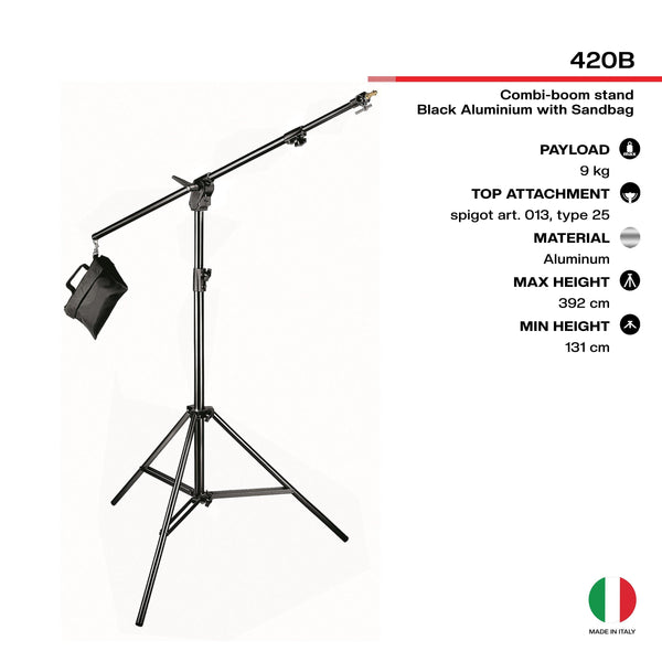 Manfrotto 420B Combi Boom Stand (Black) | Light Stand - MQ Group