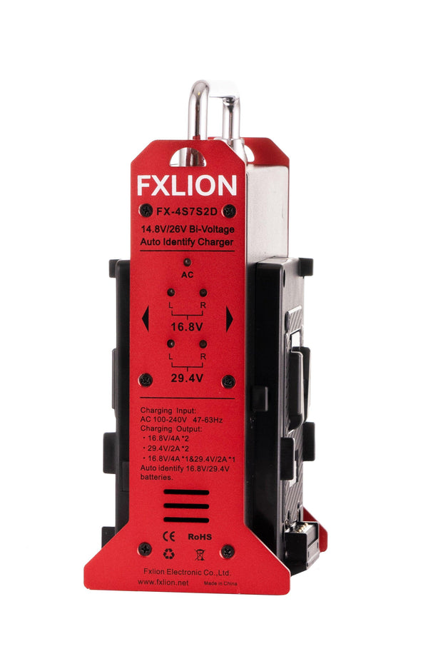 Fxlion Bi-voltage Dual V-lock Fast Charger | FX-4S7S2D | V Mount | V Lock Battery Charger - MQ Group