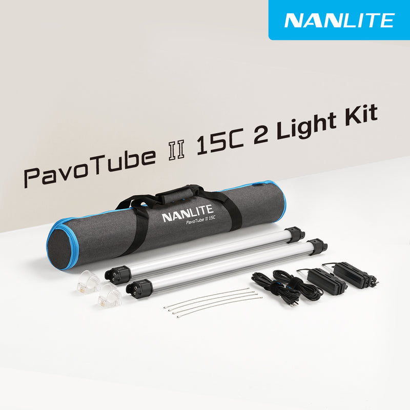 NANLITE Pavotube 15C MK2 2ft 30W RGBWW LED Tube 2 Light Kit, Bluetooth, 2.4G, DMX | 15C II 2KIT